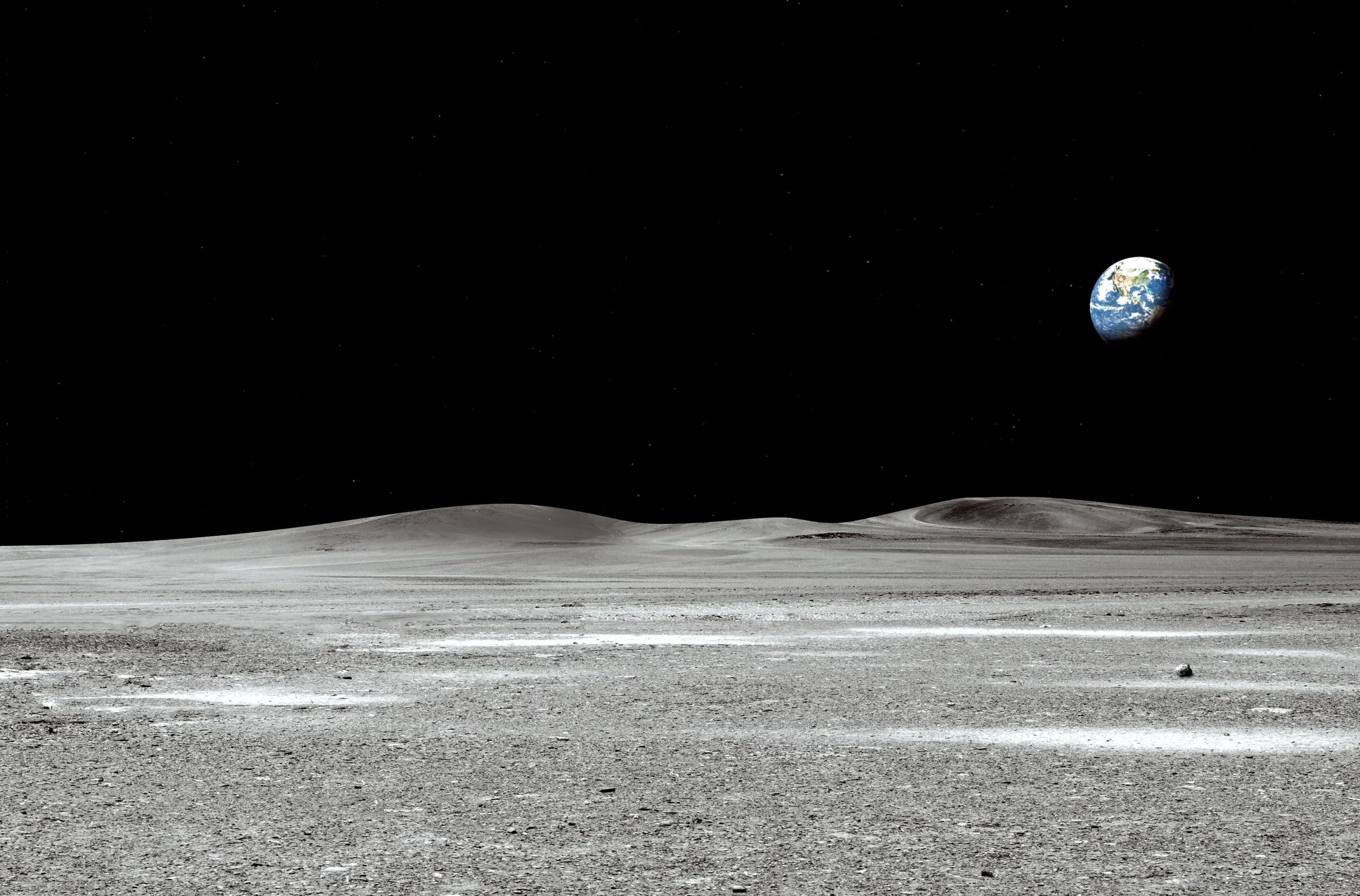Earth above the lunar horizon